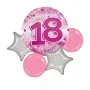 Large Pink Happy 18th Birthday Clearview Balloon 5 Bouquet