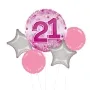 Large Pink Happy 21st Birthday Clearview Balloon 5 Bouquet