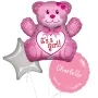 Personalised Baby Girl Bear Shape Foil Bunch