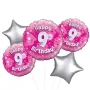 Holographic Pink Happy 9th Birthday Balloon