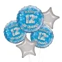 Happy 12th Birthday Blue Holographic Balloon 5 Bouquet