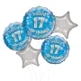 Happy 17th Birthday Blue Holographic Balloon 5 Bouquet
