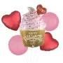 Valentine Golden Cupcake Glittergraphic Foil Balloon bunch 5