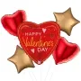 Valentine's Elegant Glittergraphic Heart Foil Balloon bunch 5