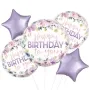 Floral Watercolor Birthday Foil Balloon bunch 5