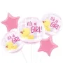Its A Girl Rubber Ducky Foil Balloon bunch 5