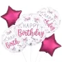 Happy Birthday Pretty Pastel Ombre Bow Foil Balloon bunch 5
