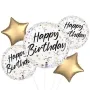 Happy Birthday Streamers Satin Foil Balloon bunch 5