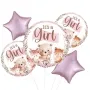 It's A Girl Woodland Foil Balloon bunch 5