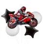 Red Motorbike Racer Foil Balloon bunch 5