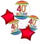 Rainbow 40th Birthday Balloon - Bouquet of 5