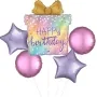 Opal Birthday Present Foil Balloon bunch 5