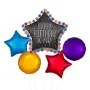 Happy Birthday Star Supershape Balloon - Bouquet of 5