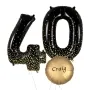 Sparkling Black and Gold Number Balloons
