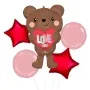 Teddy Bear Love You Satin SuperShape Foil Balloon bunch 5