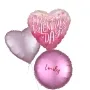 Valentines Iridescent Shine Heart Foil Balloon Bunch 3