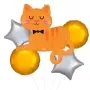 Orange Tabby Cat SuperShape Foil Balloon bunch 5