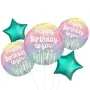 Birthday Pastel Holographic Foil Balloon bunch 5