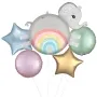 Baby Elephant Rainbow Satin Roly Polies Foil Balloon bunch 5
