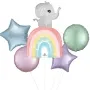 Baby Elephant Rainbow Satin SuperShape Foil Balloon bunch 5