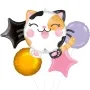 Kawaii Kitty Roly Polies Foil Balloon bunch 5