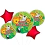 Animal Jungle Happy Birthday Foil Balloon bunch 5