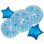 Blue 1st Birthday Prism Round Foil Balloon bunch 5