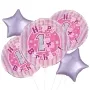 Pink 1st Birthday Prism Round Foil Balloon bunch 5