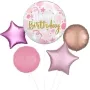 Happy Birthday Pink Stars & Confetti Sphere Balloon