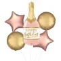Pink Birthday Bottle Foil Balloon bunch 5