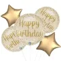 Cream Happy Birthday Foil Balloon bunch 5