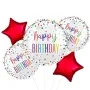 Bright Confetti Happy Birthday Foil Balloon bunch 5