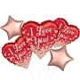 Rose Gold Hearts Love You Balloon Delivered Bunch 5