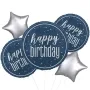 Happy Birthday Glitz Blue Foil Balloon Bunch 5