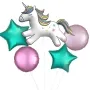 Unicorn Shaped Foil Balloon Bunch 5