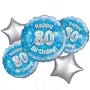 Happy 80th Birthday Blue Holographic Balloon Delivered Next Day Bunch 5