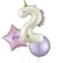 Unicorn Holo Number 2 Foil Balloon bunch 3