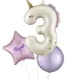 Unicorn Holo Number 3 Foil Balloon bunch 3
