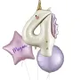 Unicorn Holo Number 4 Foil Balloon bunch 3