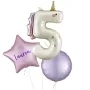 Unicorn Holo Number 5 Foil Balloon bunch 3