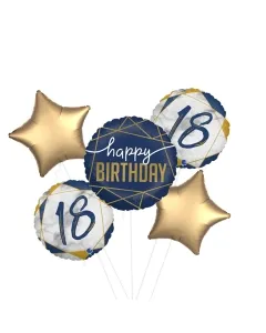 Navy Geometric 18th Birthday Balloon Bouquet