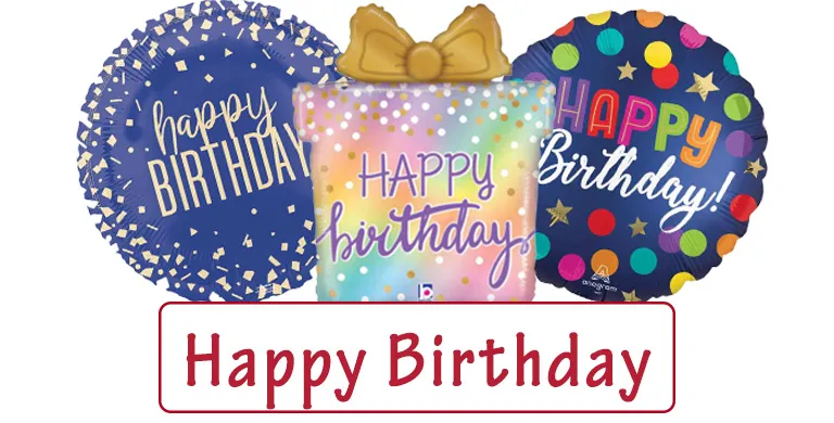 Inflated Happy Birthday Balloons delivered in a box