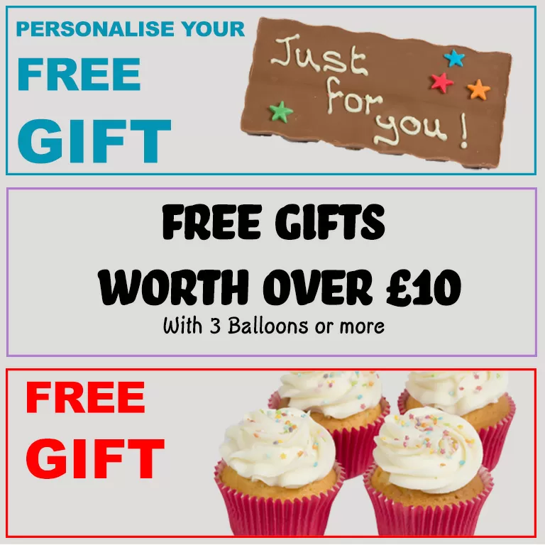 Free Gifts Worth over £10.00 with our inflated balloons