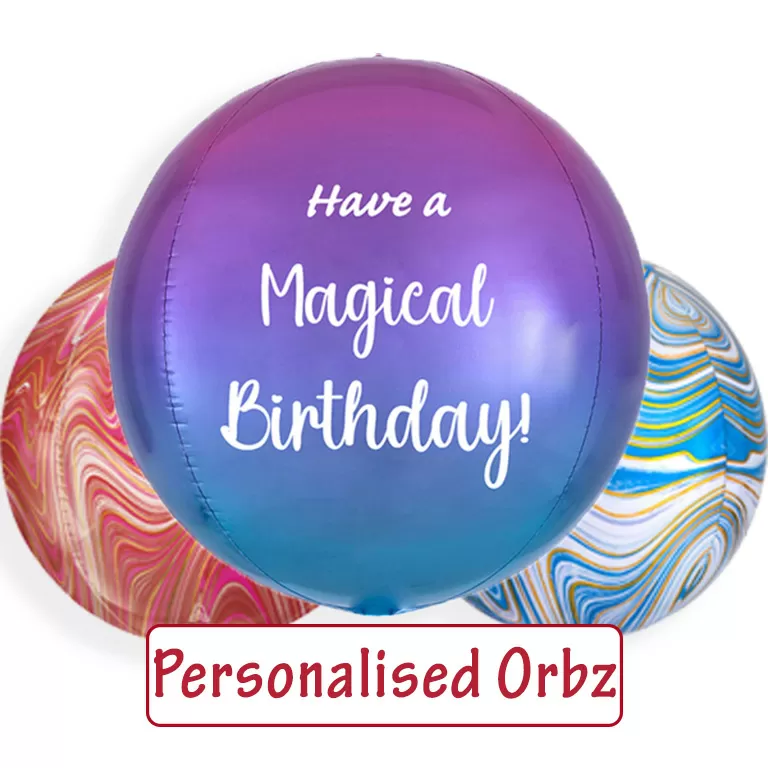 Fully Inflated Personalised Orbz Balloons delivered to any UK address