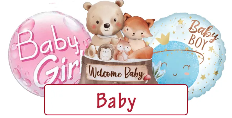 Fully Inflated New Baby Balloons in a box delivered UK wide Fully Inflated New Baby Balloons in a box delivered UK wide